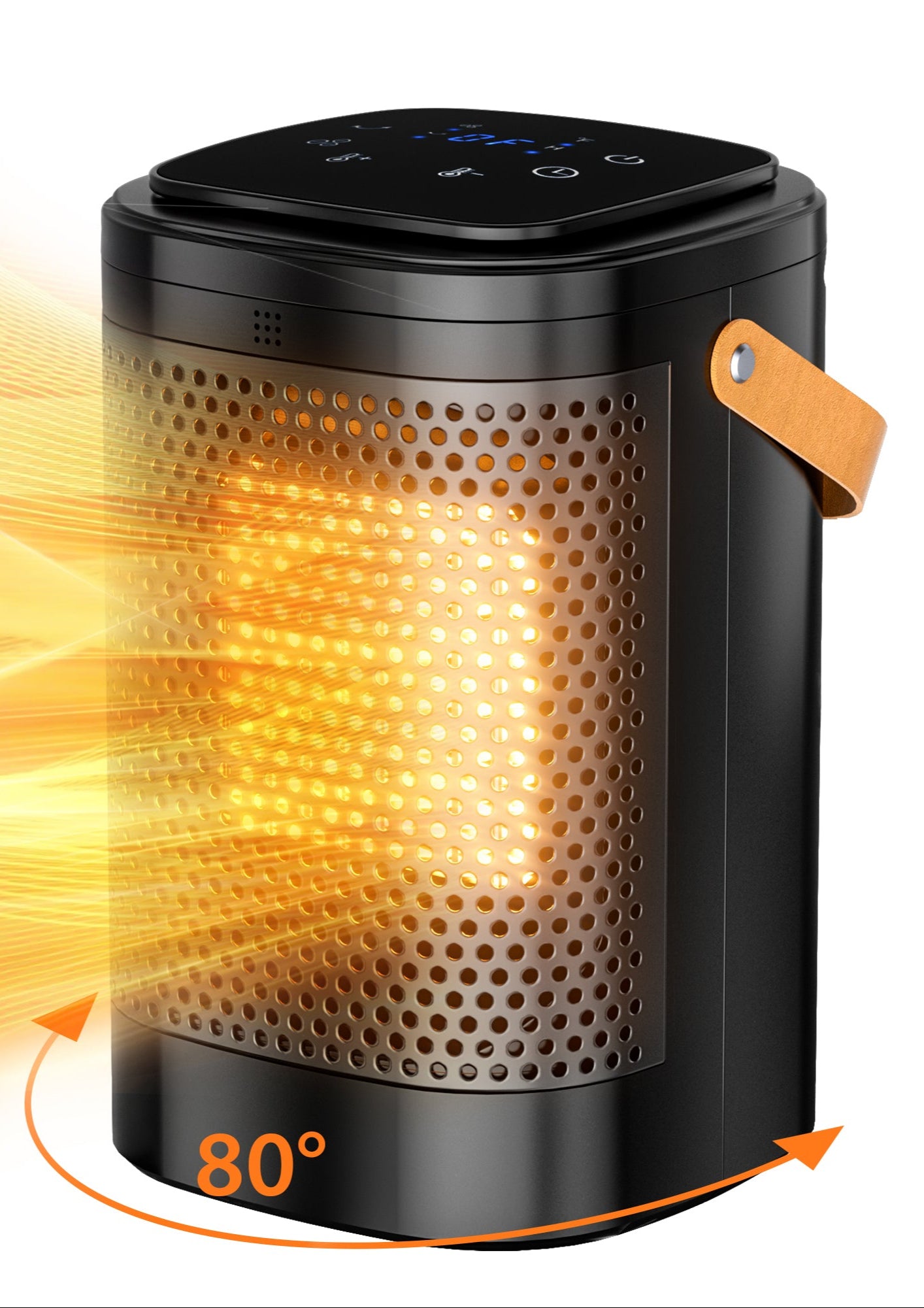 Space Heater Indoor, 1500W Upgraded PTC Ceramic Heaters for Bedroom, Electric Heater with Remote, Thermostat, 80°Oscillation, 12h Timer, Safety Heater for Room Home Office