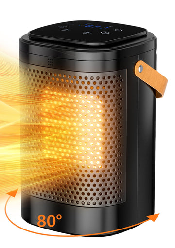 Space Heater Indoor, 1500W Upgraded PTC Ceramic Heaters for Bedroom, Electric Heater with Remote, Thermostat, 80°Oscillation, 12h Timer, Safety Heater for Room Home Office